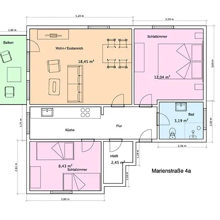 아파트 Marienstrasse 4a 4 *